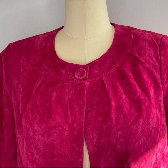 Yvonne le Marie Capelet Short Leather Jacket- Single Button- Pink- Size 12 - Picture 2 of 9